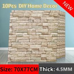Stickers 10Pcs Self Adhesive 3D Wall Stickers Panels Foam Wallpaper Living Room Bathroom Background Wall Home Luxury Decor Morden Sticker