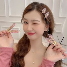 50pcs/lot 2pc 간단한 사쿠라 핑크 이음새 클립 클립 여성 아세테이트 시트 없음 벤드 앞머리 클립 오리 빌 클립 헤어 핀 헤어 스타일 도구