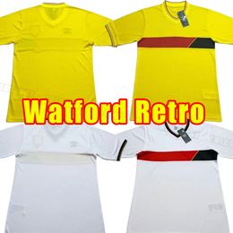 1985 1988 WatfordES Mens Retro Soccer Jerseys National Team Home yellow Away White Football Shirts Short Sleeve Uniforms 85 88