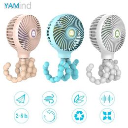 Electric Fans Mini Portable Hanging Octopus Shape Stand Adjustable Handheld USB Charging Fan Cooler for Baby Stroller Student Use Dropship d240429