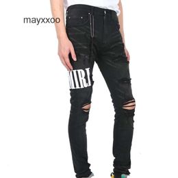 649 Jean Amiirii Fashion Roxo 2024 Demin Jeans angustiados Mens jeans Mens High Street Trendy Kqnr