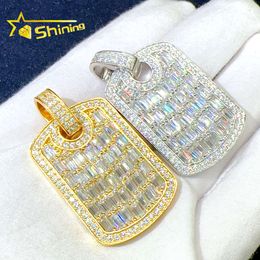 Hot sell 925 silver emerald cut diamond pendant hip hop dog tags charms d color moissanite necklace pendant iced out jewelryDesigner Jewelry