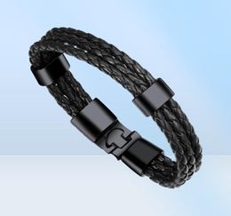 The cheapest Multilayer Genuine PU Leather Men Bracelet Creative Titanium Steel Leather Bracelet Stainless Steel Charm Bang8300571