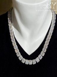Men039s baguette tennis cuban chain bling diamond choker icy necklace3332076