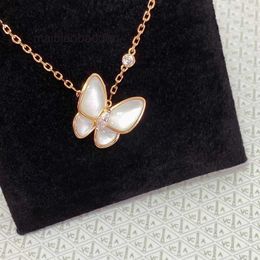 Designer Luxury Necklace vancllf Sterling Silver Butterfly Natural White Fritillaria Girl Rose Gold Chain Simple Pendant Gift for Girlfriend