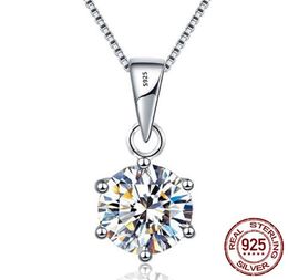 100 Real 925 Solid Silver Pendant Necklace Round Luxury 8mm 20ct Zirconia Diamond Fine Jewellery For Women Gift3611999