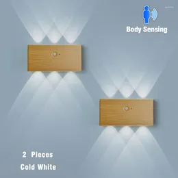 Wall Lamp 6W Minimalist LED Human Body Sensing Magnetic Suction Nail Free Bedside Corridor Lighting Up And Down Luminous Lights