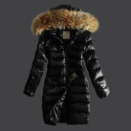 WOMENS Down Parkas autunno inverno anatra bianca giacche a petto singolo a petto di pelliccia con cappuccio con tela fitta per donne slim coots lunghi mkw23005 goccia deliv dhotb