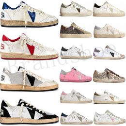 Shoes 2024 Designer Golden Flat Sneaker Super Star Brand New Release Italy Sequin Classic White Do Old Dirty Casual Flat Shoe Lace Up Woman Man
