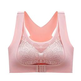 Bras Ring Solid Colour Cross Beauty Back Crop Top Womens Butterfly Seamless Upward Push Bra Gathering Bra Chest Closed Bra Tank Top Y240426