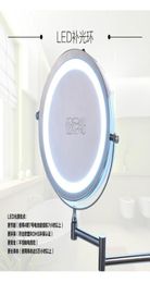 New fashion 7 inches led bathroom mirror Dual Arm Extend 2Face Makeup mirror magnifying 10X Equipped metal round Wall6136366