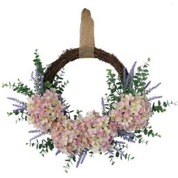 Decorative Flowers Vintage Hydrangea Wreaths Artificial Door Wall Decoration Hanging Garland For Home Party Christmas