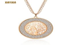 Pendant Necklaces Luxurious Tree Of Life Necklace For Women Rose Gold Clear Crystal Layered Chain Long Fashion Jewellery 2021 Gift6931729