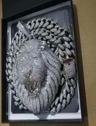 Iced Out Pendant Cuban Link Chain Big Pendants Mens Jewellery Hip Hop Luxury Designer Necklace Bling Diamond Lion Animal Rapper DJ A9187688