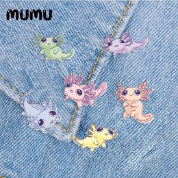 Brooches 2024 Color Axolotl Lapel Pin Cute Animals Acrylic Handmade Epoxy Jewelry Shirt Bag Badge