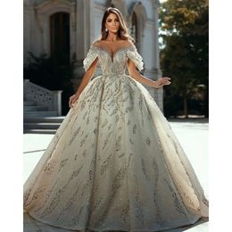 Arabic Ebi Aso Size Plus Luxurious Sparkly Sexy Wedding Dress Sheer Neck Beaded Crystals Bridal Gowns Dresses Zj522 es