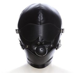 BDSM Slave Leather Bondage Headgear Hood Sensory Deprivation Restrict Hood with Eye Mask Mouth Gag Fetish Sex Tool for Men Women T5949351