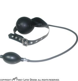 Black Sexy Bondage Hand Pump Mouth Head Band Ball Bite Oral Rubber Latex Gag Inflatable 00019235300