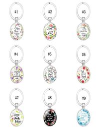 2019 Catholic Rose Scripture keychains For Women Men Christian Bible Glass charm Key chains Fashion religion Jewelry accessories2085214