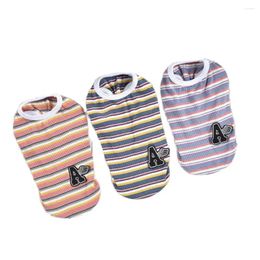 Dog Apparel Dogs And Cats Vest Dress Striped Embroidery Design Pet Puppy T-shirt Spring/Summer Clothing 3 Color