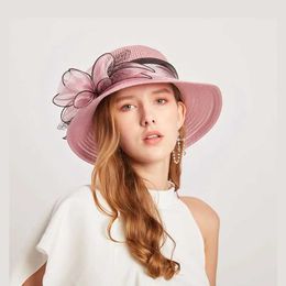 Wide Brim Hats Bucket Hats Womens Summer Hat Organza Flower Mesh Sun Hat Vacation Beach Hat Wide Brimmed Sun Hat Sun Protection Sombreros de Mujer J240429