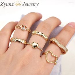 Cluster Rings 5PCS Hollow Heart For Women Simple Shaped Open Adjustable Finger Ring Party Accessories Jewellery Femme