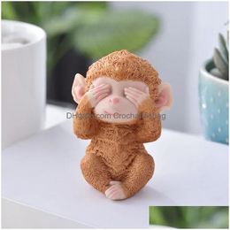 Novelty Items Scptures Cute Resin Sitting Monkey Statue No Look Talk Listen Animal Scpture Home Garden Office Desk Decorative Ornament Dhd1T