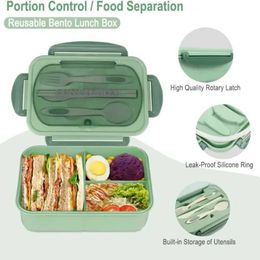 Bento Boxes Lunch Box with Tableware for Office Workers Square Divided Microwave Oven Bento Box Leakproof Food Container for Picnic Camping