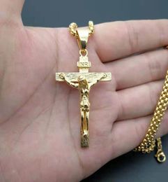 316L Stainless Steel Hip Hop Jewlery Jesus Cross Pendant Necklace Men Women Street Dance Rock Rapper Religion Accessories6357788