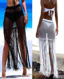 Gypsy Boho Hand Crochet Tassel Skirt with long fringe Beach Skirt Net Festival clothing5880616