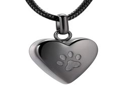 IJD8455 Black Colour Eternal Loving Necklace Hold Your Loved Ones Ashes Paw Printed Memorial Urn Cremation Pendant Funeral Casket2313145