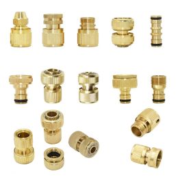 Kits 1/2 3/4 5/8 1" Thread Hose Quick Connector Brass Garden Watering Fittings Drip Irrigation Copper Hose Quick Coupler