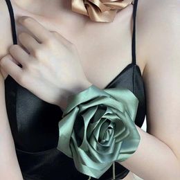 Belts Satin Rose Choker Belt Korean Body Chain Flower Necklace Waist Jewelry For Dress Accessories