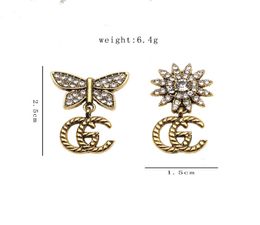 18K Gold Plated Luxury Brand Designers Letters Stud Earrings Classical Geometric Women 925 Silver Butterfly Crystal Rhinestone Ear2466701