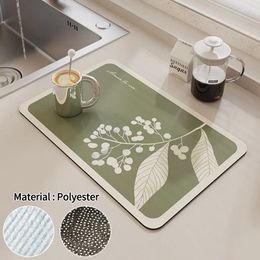 Carpets Kitchen Drain Pad Coffee Mat Printed Dish Drainer Draining Mats Drying Rug Sink Rugs Anti-slip Dishes Placemat