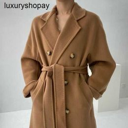 Maxmaras Cashmere Coat Womens Wool Coats High End 801 for Autumn and Winter Mid Length Thick Loose Camel Coloured Doublesided Woollen