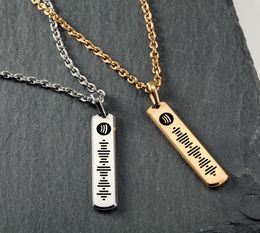 carving Music Spotify Code necklace For Men Stainless steel necklace carving Song Code Jewellery Gifts5844177