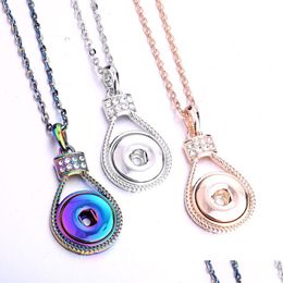 Pendant Necklaces Crystal Water Drop Shape Snap Button Necklace 18Mm Metal Snaps Buttons For Women Jewellery Delivery Pendants Dhgarden Dhwzt