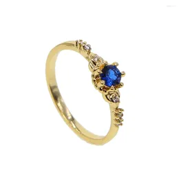 Cluster Rings Simple Fashion Blue Stone RING For Girl Gold Colour Minimal Delicate Jewellery Factory Drop Promotion Cute