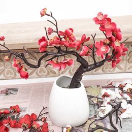 Dried Flowers Artificial Flowers Cherry Winter Plum Blossom Silk Fake Plants Wedding Supplies Floral Home Living Room Table Sakura Decoration