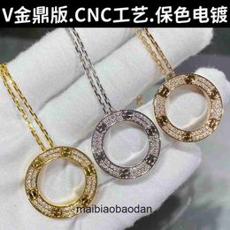 Cartre High End Jewellery necklaces for womens V gold plated 18K rose gold classic three diamond full diamond collarbone chain Original 1:1 With Real Logo and box