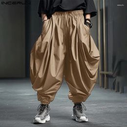 Men's Pants INCERUN 2024 Korean Style Men Trousers Loose Solid Wide Leg Design Long Male Leisure Streetwear Pantalons S-5XL