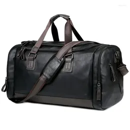 Duffel Bags Elegant Men's Pu Leather Travel Duffel-Adjustable Multi-Compartment Large-Capacity Bag For Weekend Trips & Casual Outings