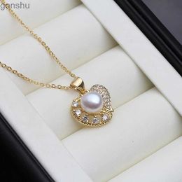 Pendant Necklaces A genuine pearl necklace with 925 sterling silver jewelry corners suitable for womens weddings white natural freshwater pearl pendantWX