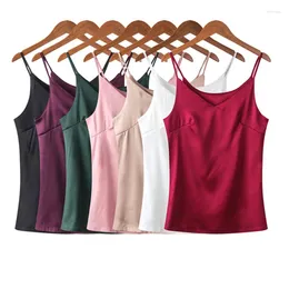 Women's Tanks Women Camis Silk Halter Top Camisole 2024 Summer Style Sexy Sleeveless Vest Slim White Basic Pink Crop Plus Size 4XL