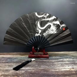 Decorative Figurines Classical Dancing Silk Cloth Fan Chinese Style Folding Vintage Plastic Animal Dragon Printing Hand Held Fans Po Props