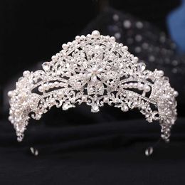 Tiaras Princess Flower Pearl Crystal Tiara Crown For Women Girls Wedding Elegant Bridal Hair Dress Birthday Party Accessories