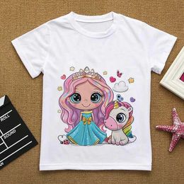 T-shirts Cute Owl Cartoon Girl Childrens T-shirt Girl Summer Unicorn Clothing Baby T-shirt New Sleeves Clothing Graphic T-shirtL2404