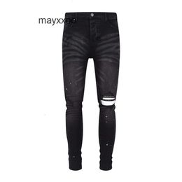 Moda w trudnej sytuacji designer dżinsy męskie Purple American High Street Black Jean Pants Amiiris 7x12