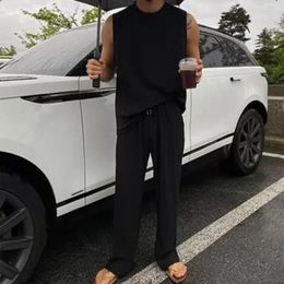 Men's Tracksuits Sports Vest Pants Set Sleeveless Top Trousers Summer Casual Tank Wide Leg With Drawstring Waist For Men